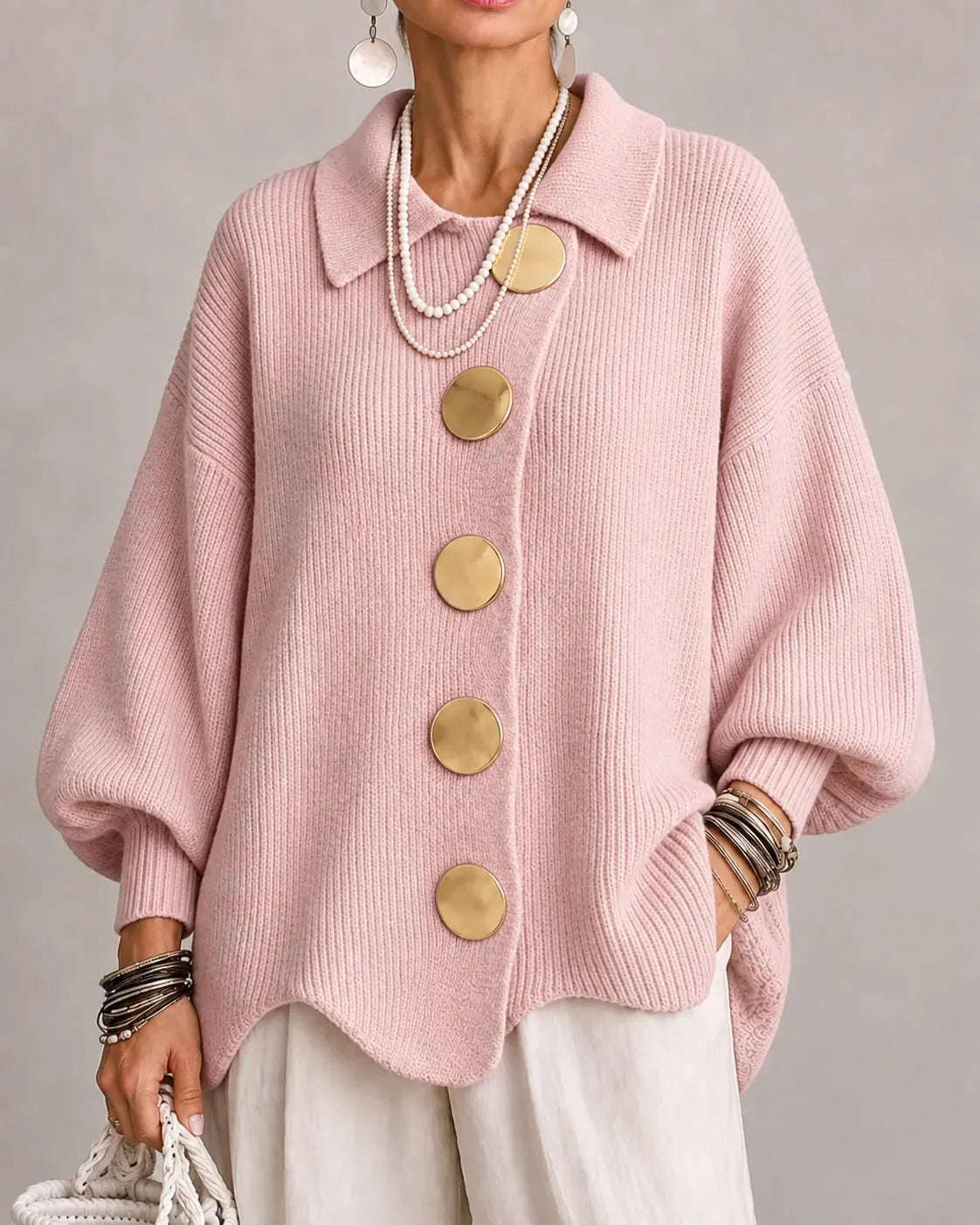 Elara Oversized Button Knit Cardigan DAYLIGHT GRACE