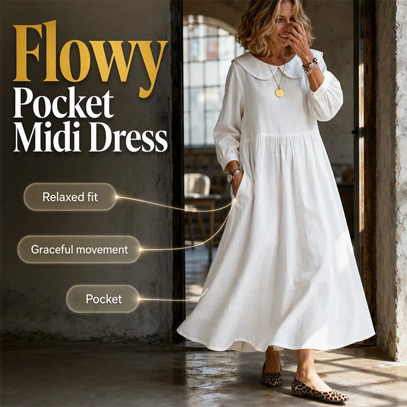 Women's Loose Long Sleeve Maxi Dress with Pockets DAYLIGHT GRACE