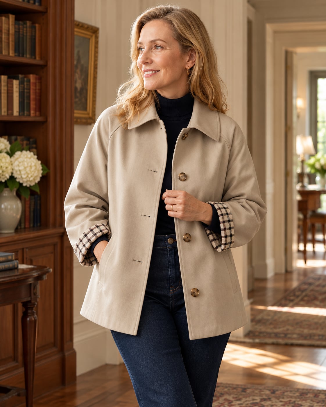 Women's Single-Breasted Long Sleeve Coat DAYLIGHT GRACE