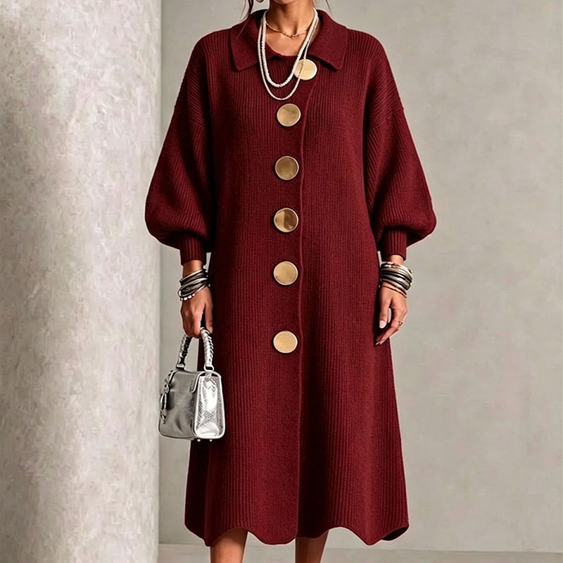 Women's Lantern Sleeve Ribbed Knit Maxi Dress DAYLIGHT GRACE