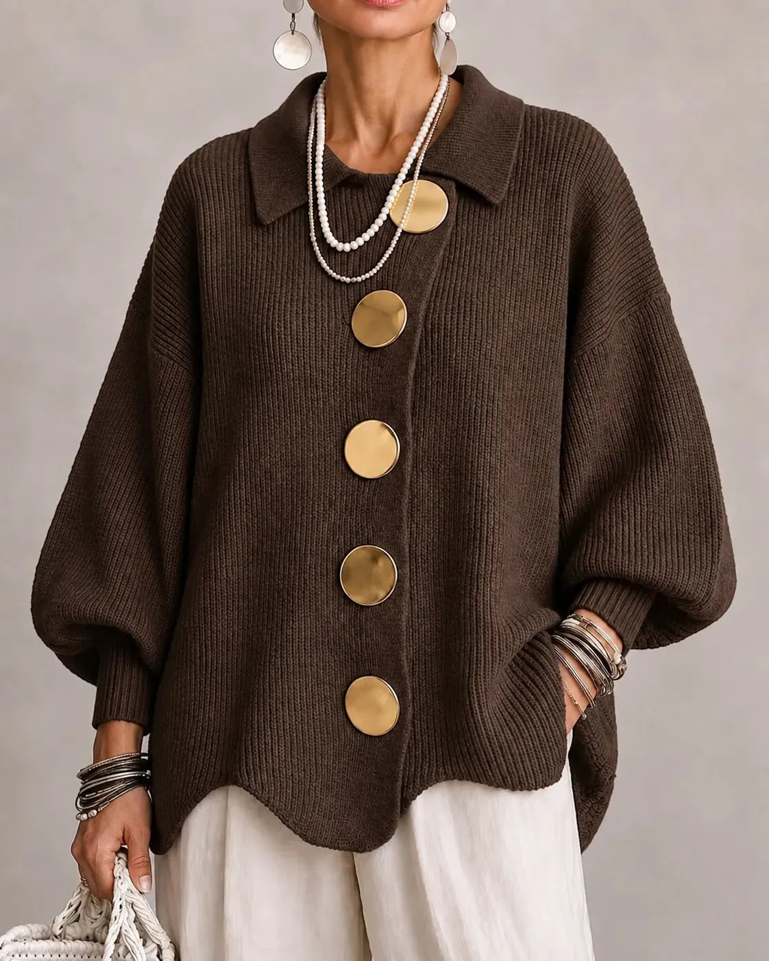 Elara Oversized Button Knit Cardigan DAYLIGHT GRACE