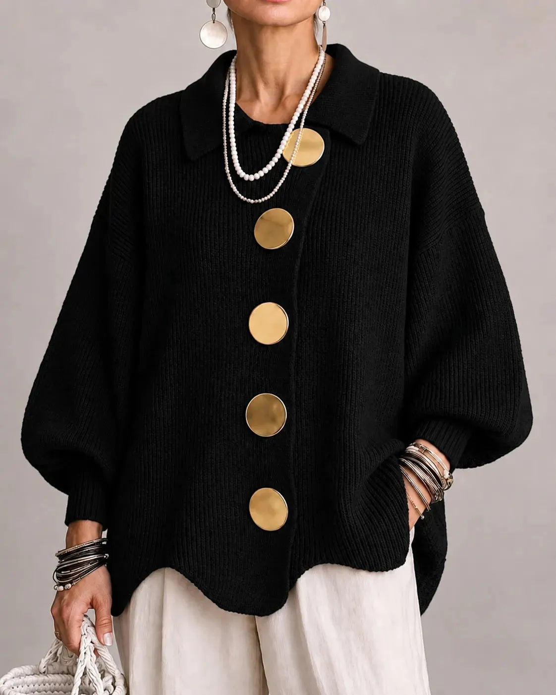Elara Oversized Button Knit Cardigan DAYLIGHT GRACE