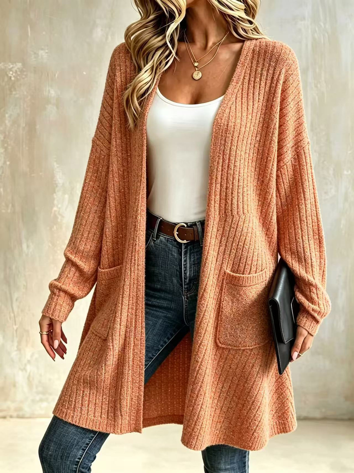 Women's Ribbed Knit Cardigan DAYLIGHT GRACE