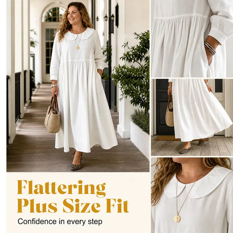 Women's Loose Long Sleeve Maxi Dress with Pockets DAYLIGHT GRACE