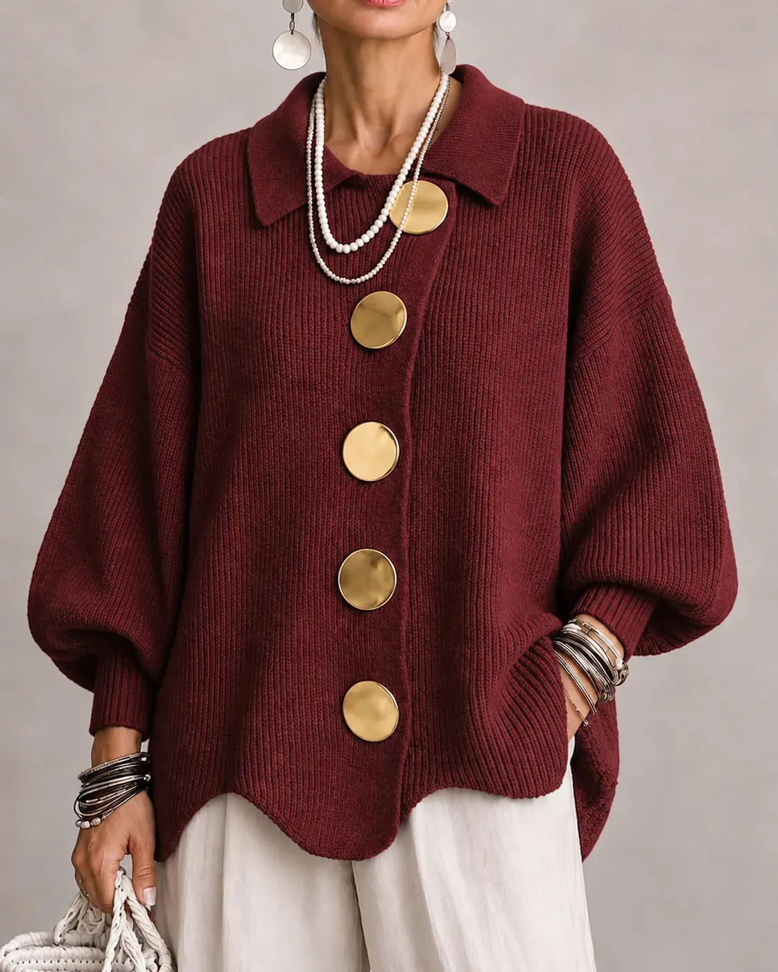 Elara Oversized Button Knit Cardigan DAYLIGHT GRACE
