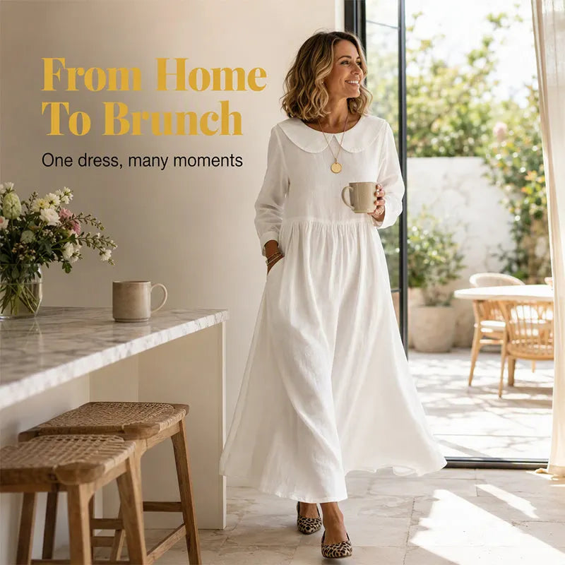 Women's Loose Long Sleeve Maxi Dress with Pockets DAYLIGHT GRACE