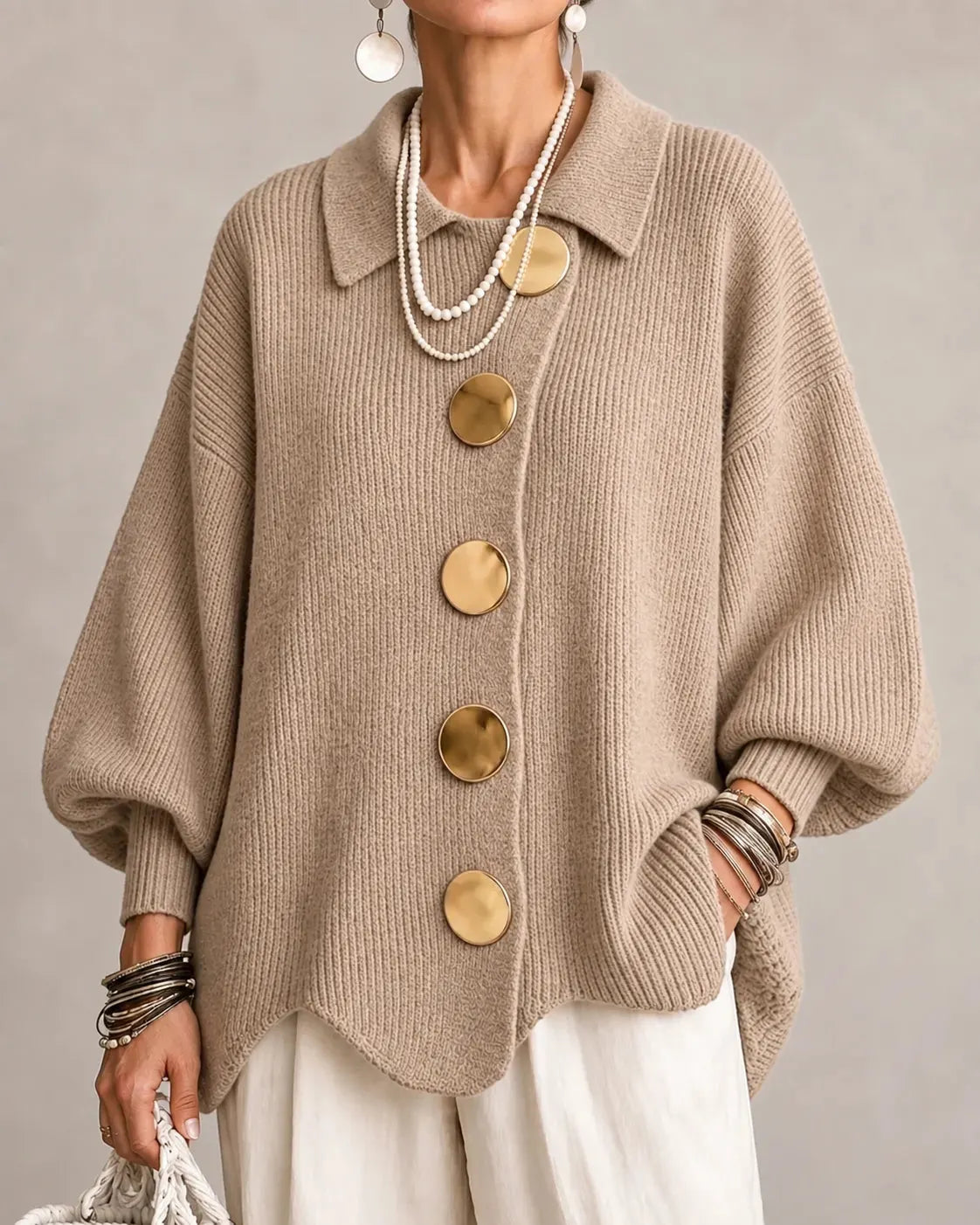 Elara Oversized Button Knit Cardigan DAYLIGHT GRACE