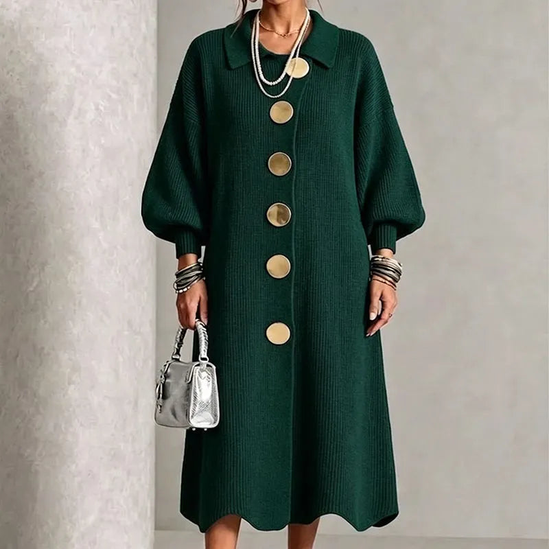 Women's Lantern Sleeve Ribbed Knit Maxi Dress DAYLIGHT GRACE
