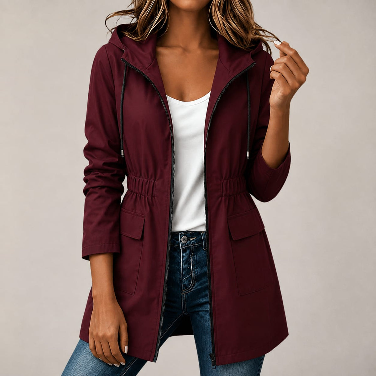 Women's Water Resistant Hooded Rain Jacket DAYLIGHT GRACE