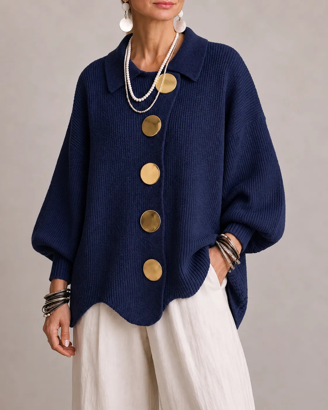 Elara Oversized Button Knit Cardigan DAYLIGHT GRACE