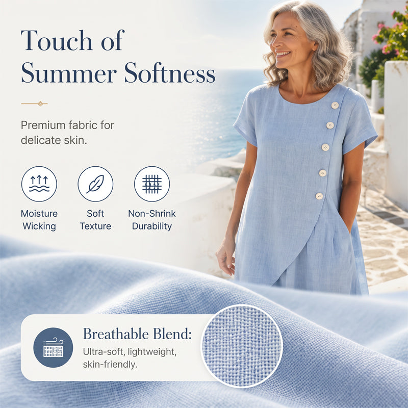 Limited-time offer⏰Women’s round-neck, asymmetrical, stylish solid-colour dress 💖 Extra loose fit 💖 Extremely breathable