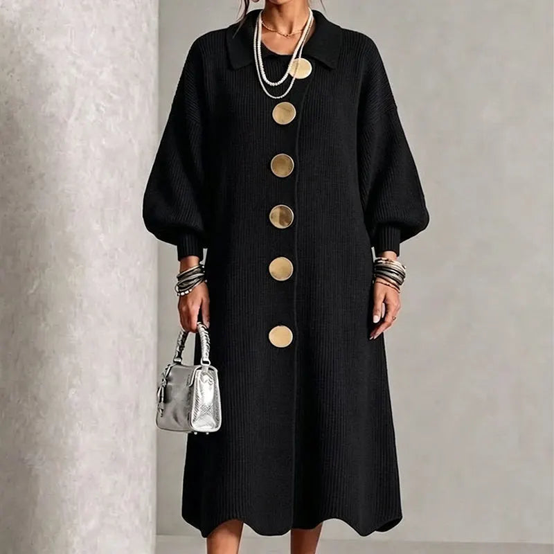 Women's Lantern Sleeve Ribbed Knit Maxi Dress DAYLIGHT GRACE