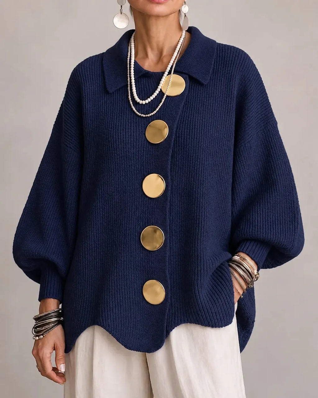 Elara Oversized Button Knit Cardigan DAYLIGHT GRACE