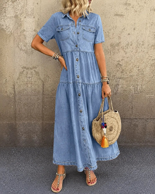 Grace™ Button-Front Denim Midi Dress DAYLIGHT GRACE