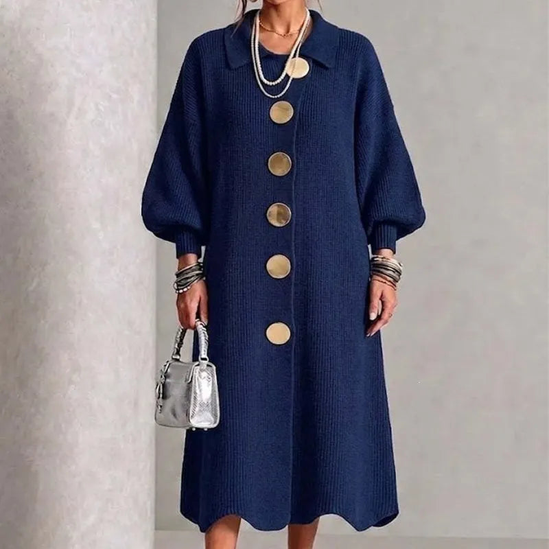 Women's Lantern Sleeve Ribbed Knit Maxi Dress DAYLIGHT GRACE