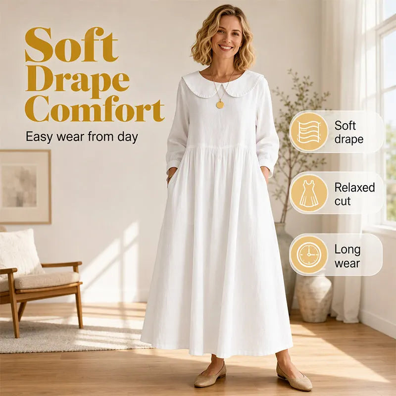 Women's Loose Long Sleeve Maxi Dress with Pockets DAYLIGHT GRACE