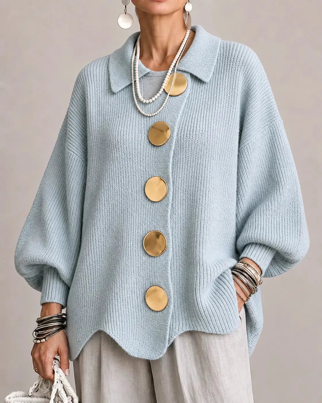 Elara Oversized Button Knit Cardigan DAYLIGHT GRACE