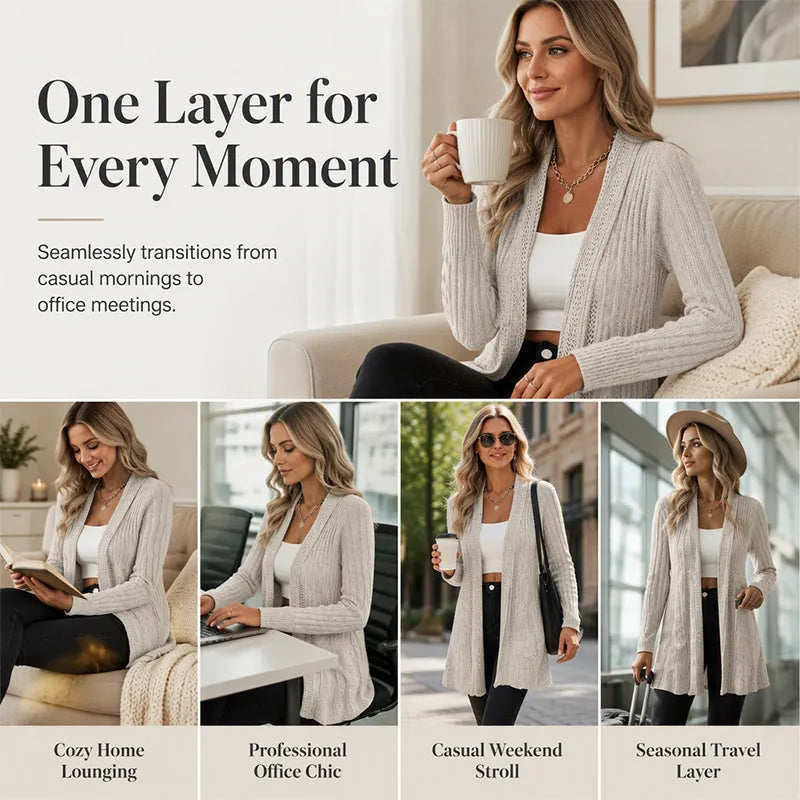 Women's Textured Open-Front Cardigan DAYLIGHT GRACE