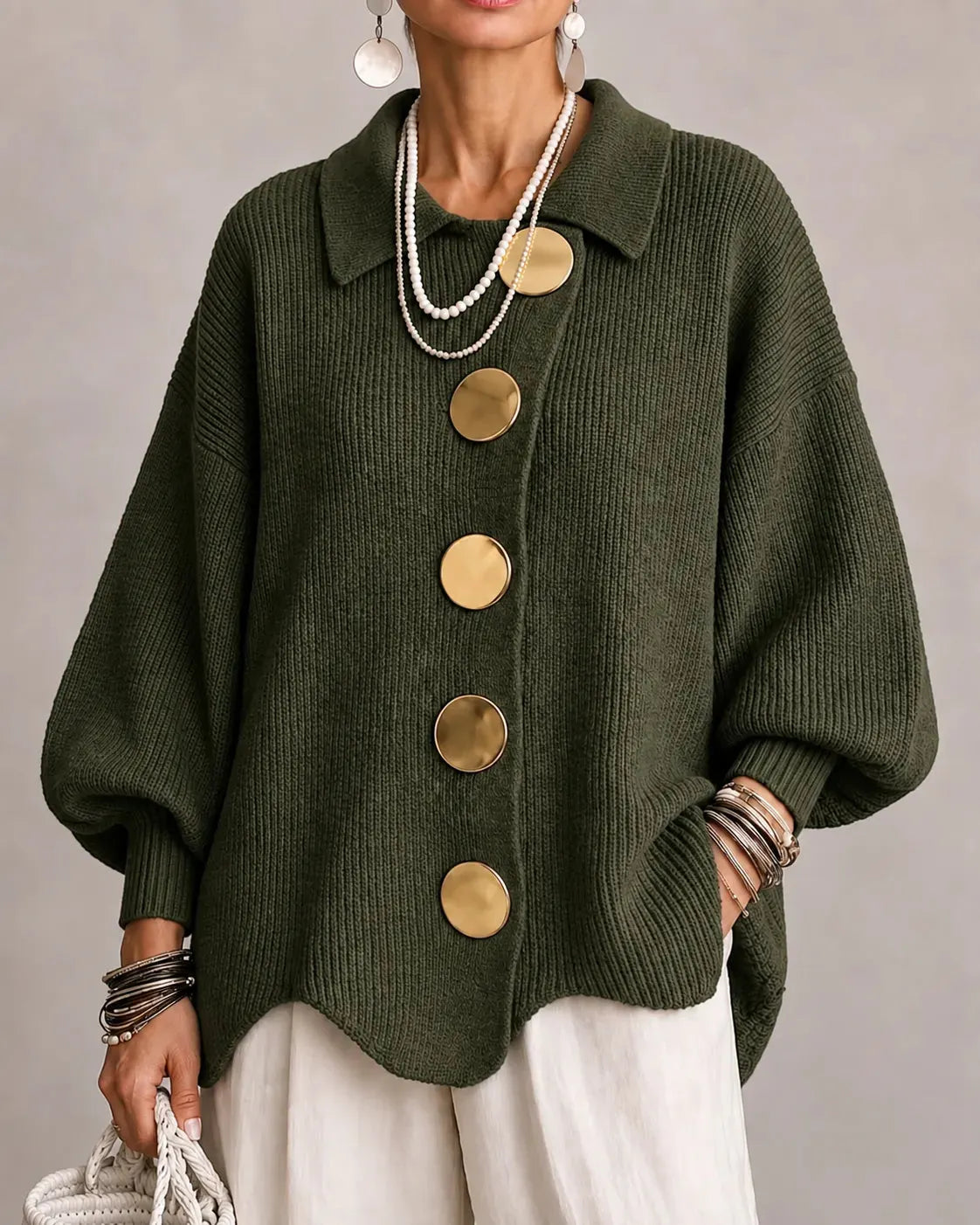 Elara Oversized Button Knit Cardigan DAYLIGHT GRACE