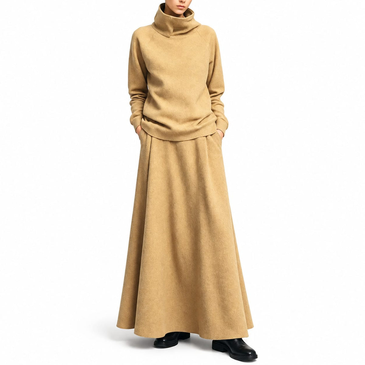 Women's Turtleneck Top and Maxi Skirt Set