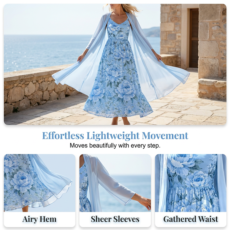 🌸👗Women's Elegant Two-Piece Floral Dress Set – Perfect and elegant style✨