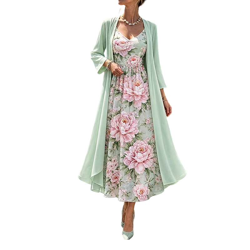 🌸👗Women's Elegant Two-Piece Floral Dress Set – Perfect and elegant style✨