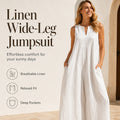 Women's Sleeveless V-Neck Wide-Leg Jumpsuit with Pockets | DAYLIGHT GRACE