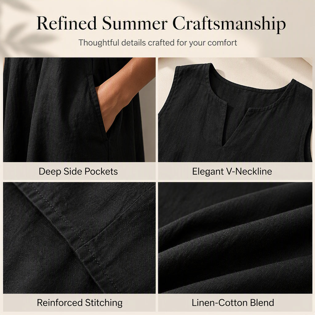 Women's Sleeveless V-Neck Wide-Leg Jumpsuit with Pockets | DAYLIGHT GRACE - product view 2
