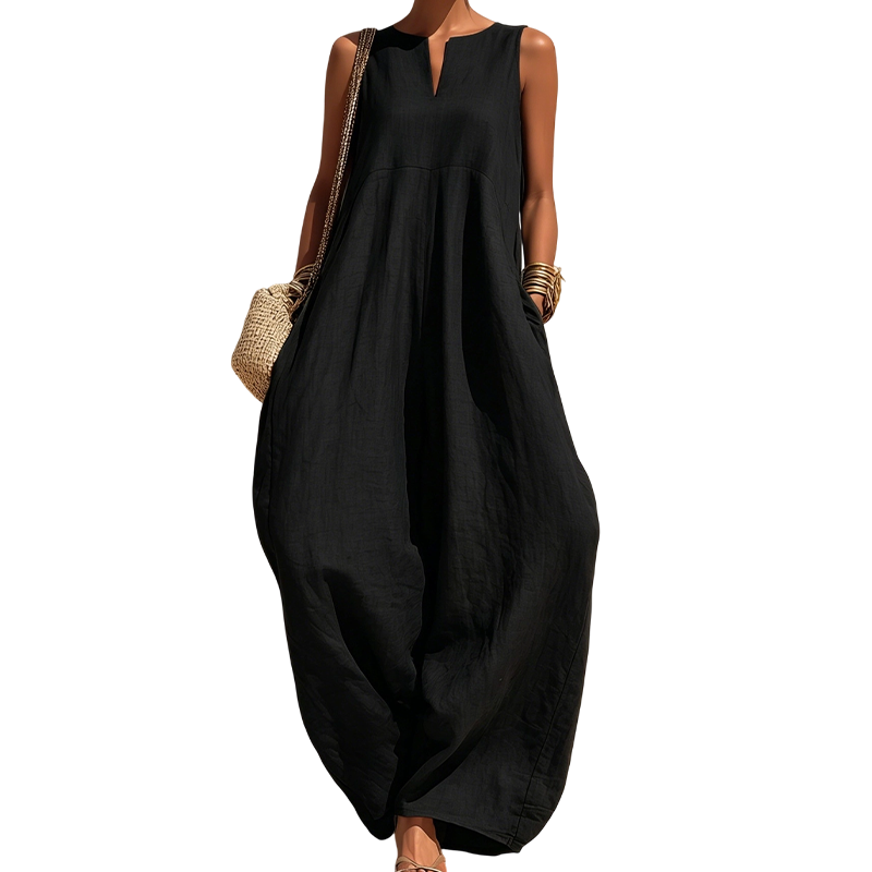 Women's Sleeveless V-Neck Wide-Leg Jumpsuit with Pockets | DAYLIGHT GRACE - product view 16
