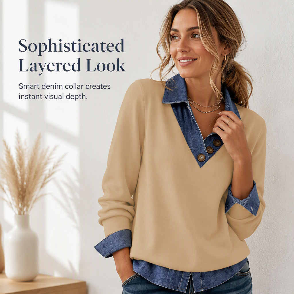 Women's Casual Patchwork Long Sleeve Top mysite