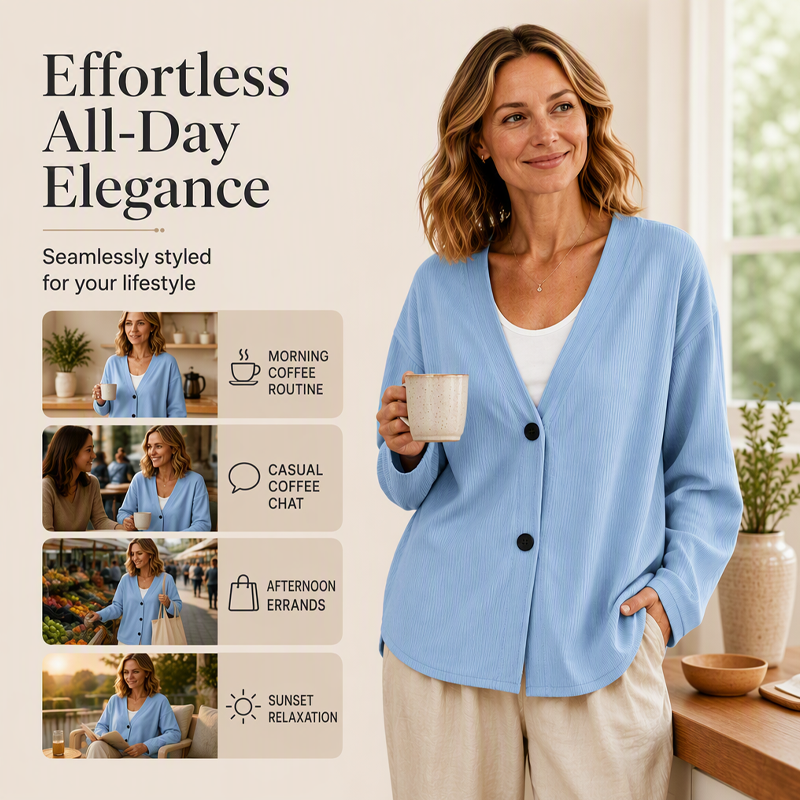 Women's V-Neck Corduroy Knit Cardigan mysite