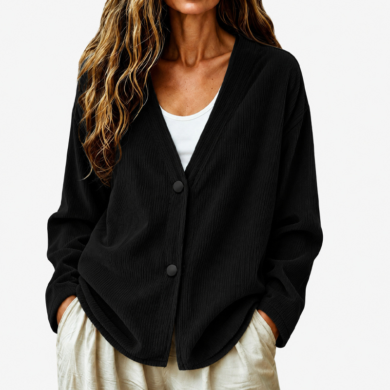 Women's V-Neck Corduroy Knit Cardigan DAYLIGHT GRACE