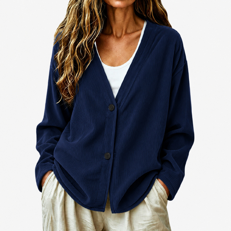 Women's V-Neck Corduroy Knit Cardigan DAYLIGHT GRACE