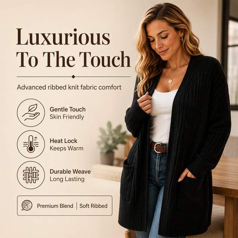 Women's Ribbed Knit Cardigan mysite