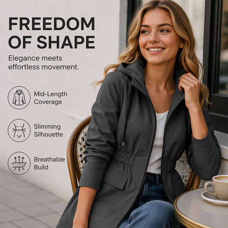 Women's Water Resistant Hooded Rain Jacket mysite