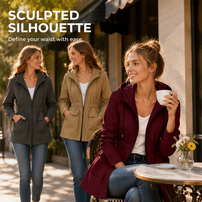 Women's Water Resistant Hooded Rain Jacket mysite